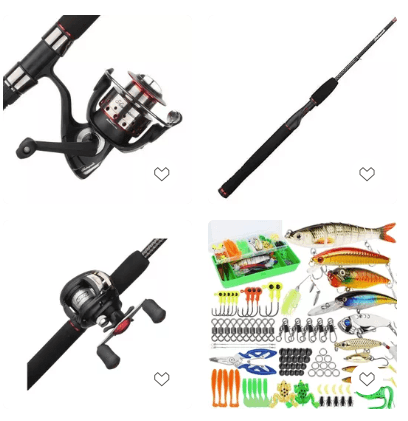 Curated tackle box and fishing gear